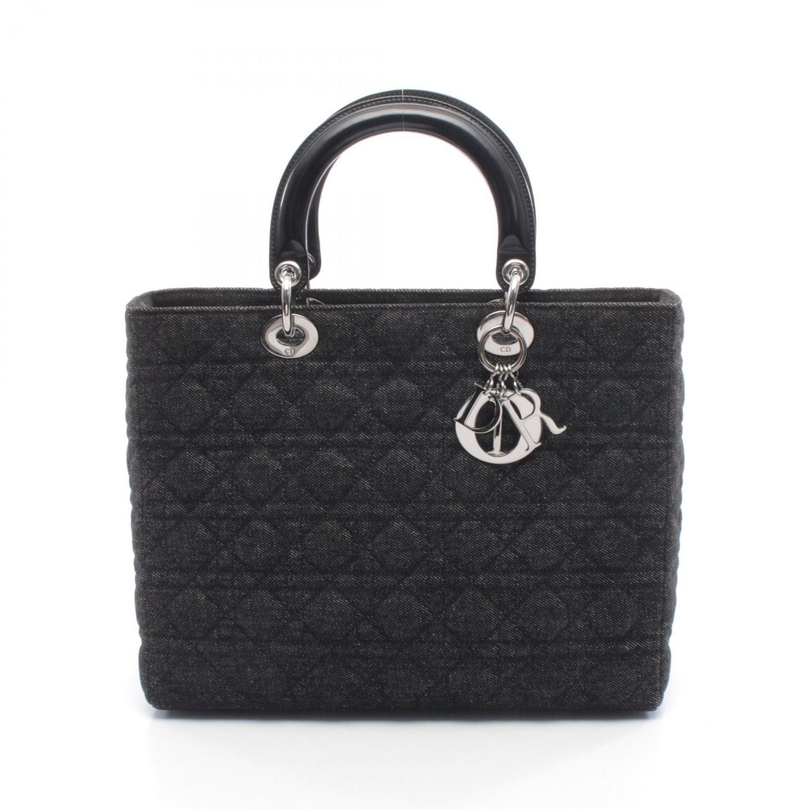 Dior Dio Handbag Ladydio Cannage Denim Black 2-Way Tote