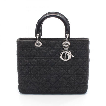 Dior Dio Handbag Ladydio Cannage Denim Black 2-Way Tote