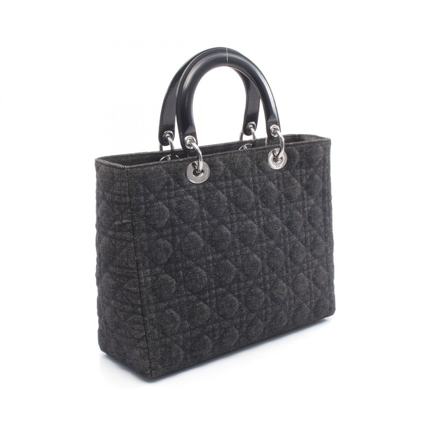Dior Dio Handbag Ladydio Cannage Denim Black 2-Way Tote — view 2