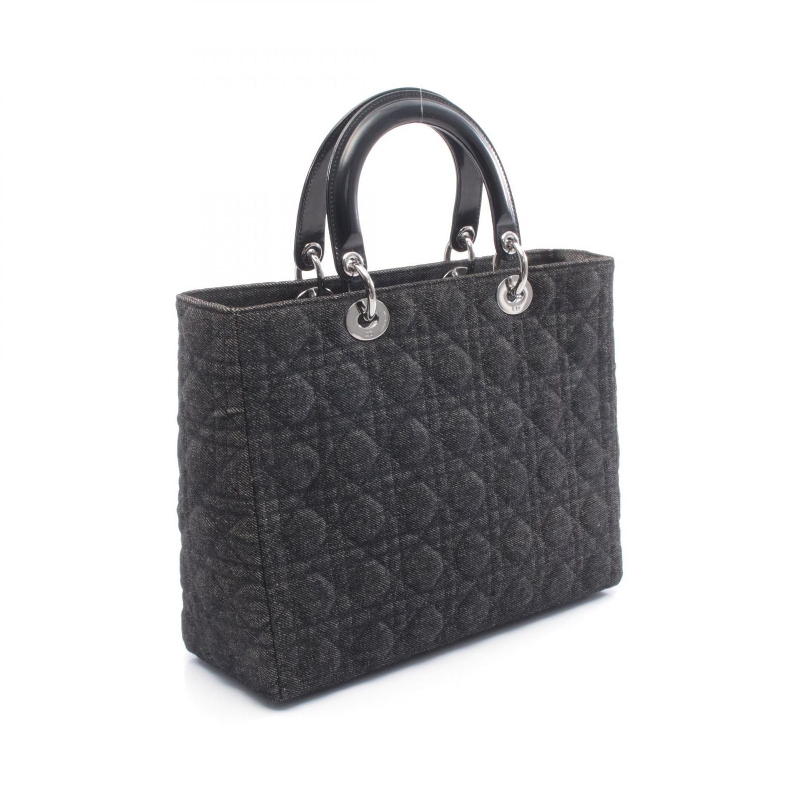 Dior Dio Handbag Ladydio Cannage Denim Black 2-Way Tote — view 2