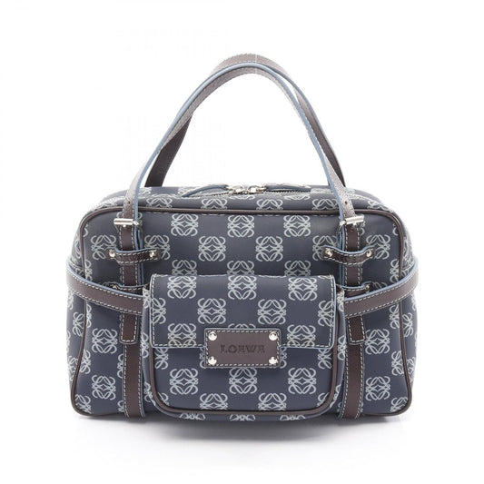 Loewe Handbag toanagram Navy Canvas Leather Anagram Pouch