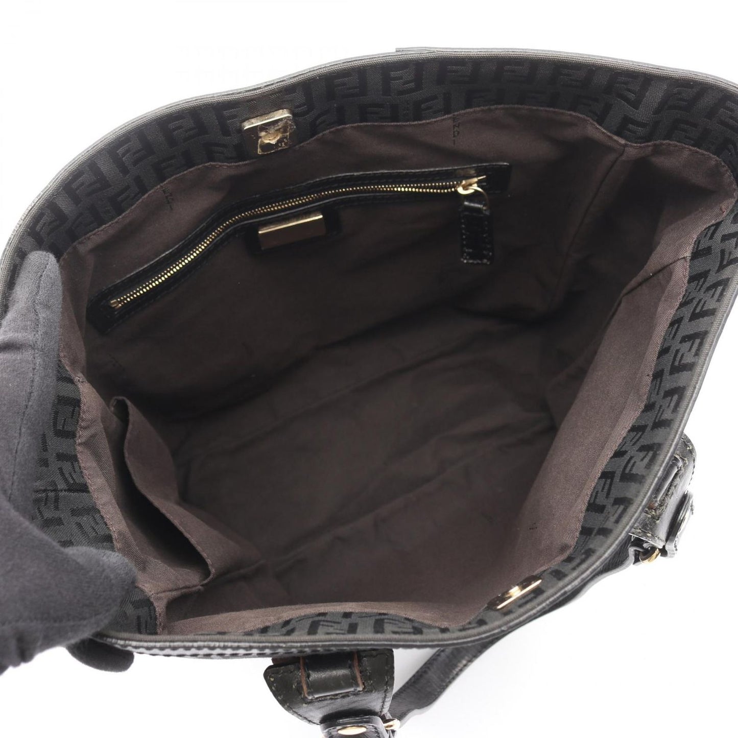 Fendi Tote of Black Canvas Leather of — view 3
