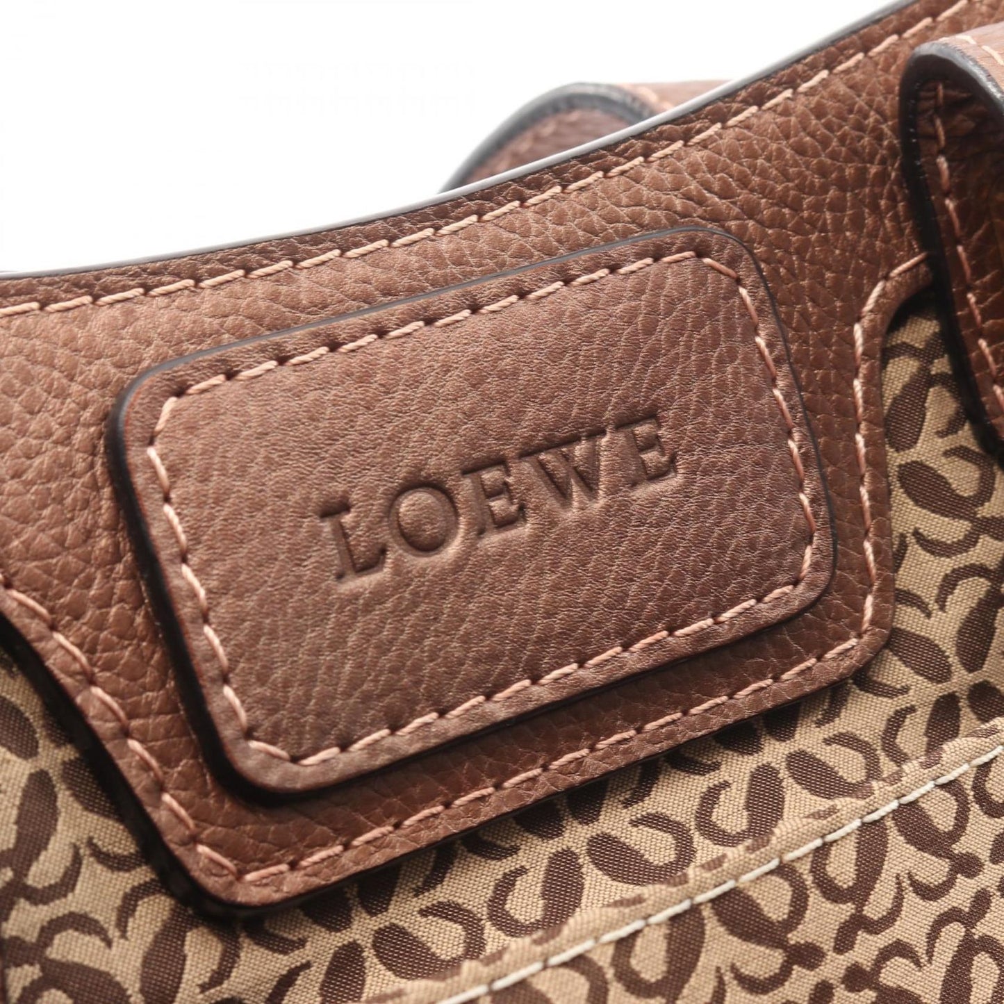 Loewe Tote B-deline Anagram Brown Canvas Leather Handbag — view 4