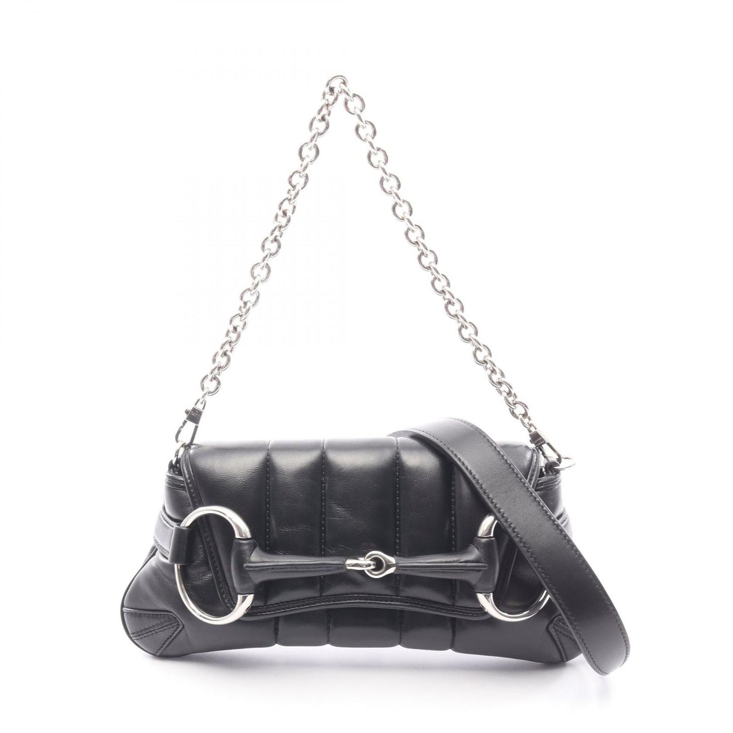 Gucci Handbag Horsebit 2-Way Black Leather Che Shoulder