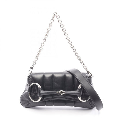 Gucci Handbag Horsebit 2-Way Black Leather Che Shoulder