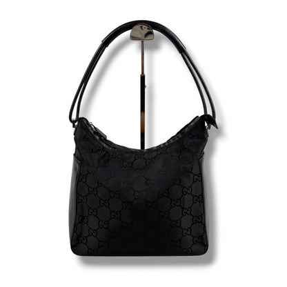 Gucci GG Canvas Shoulder Bag Bo Black Nylon
