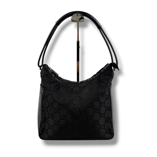 Gucci GG Canvas Shoulder Bag Bo Black Nylon