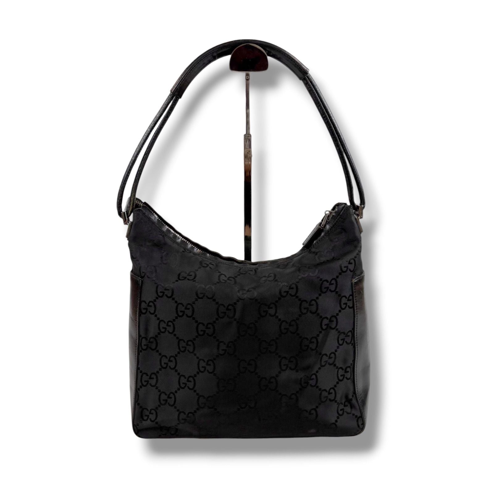 Gucci GG Canvas Shoulder Bag Bo Black Nylon — view 2