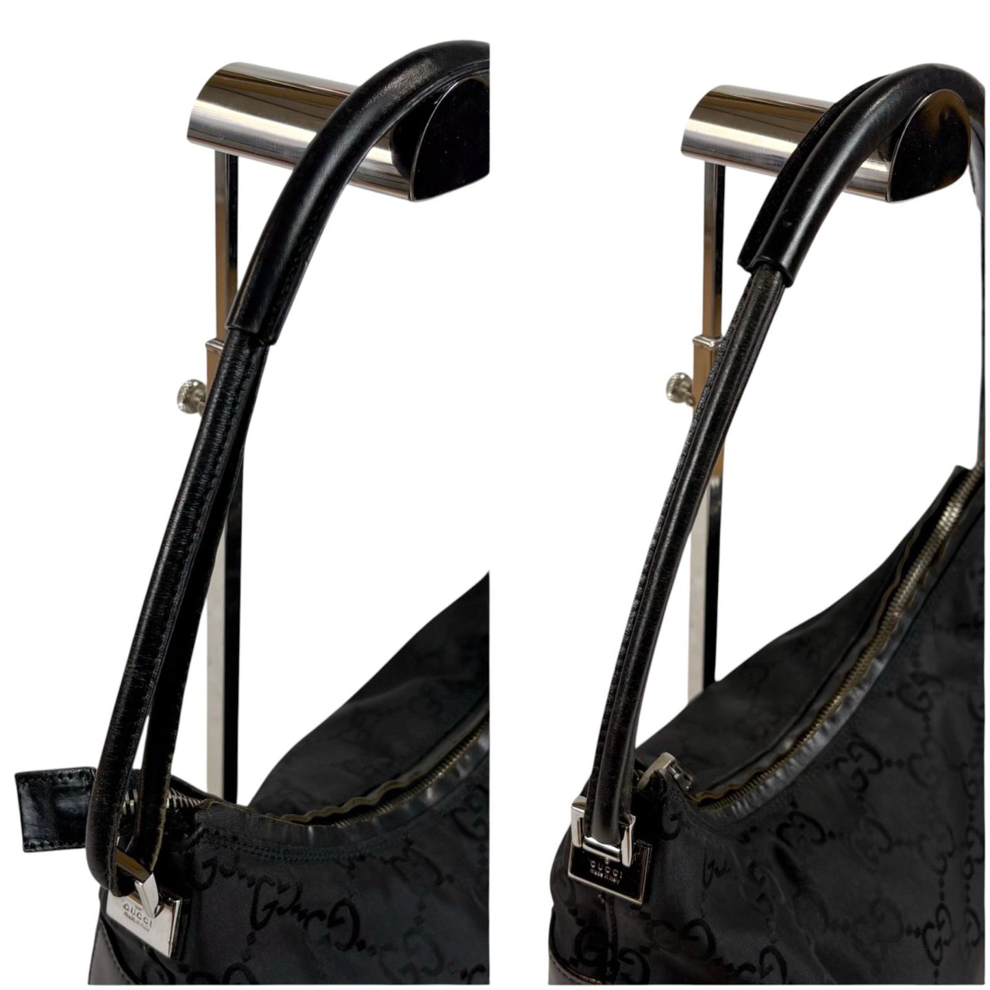 Gucci GG Canvas Shoulder Bag Bo Black Nylon — view 6