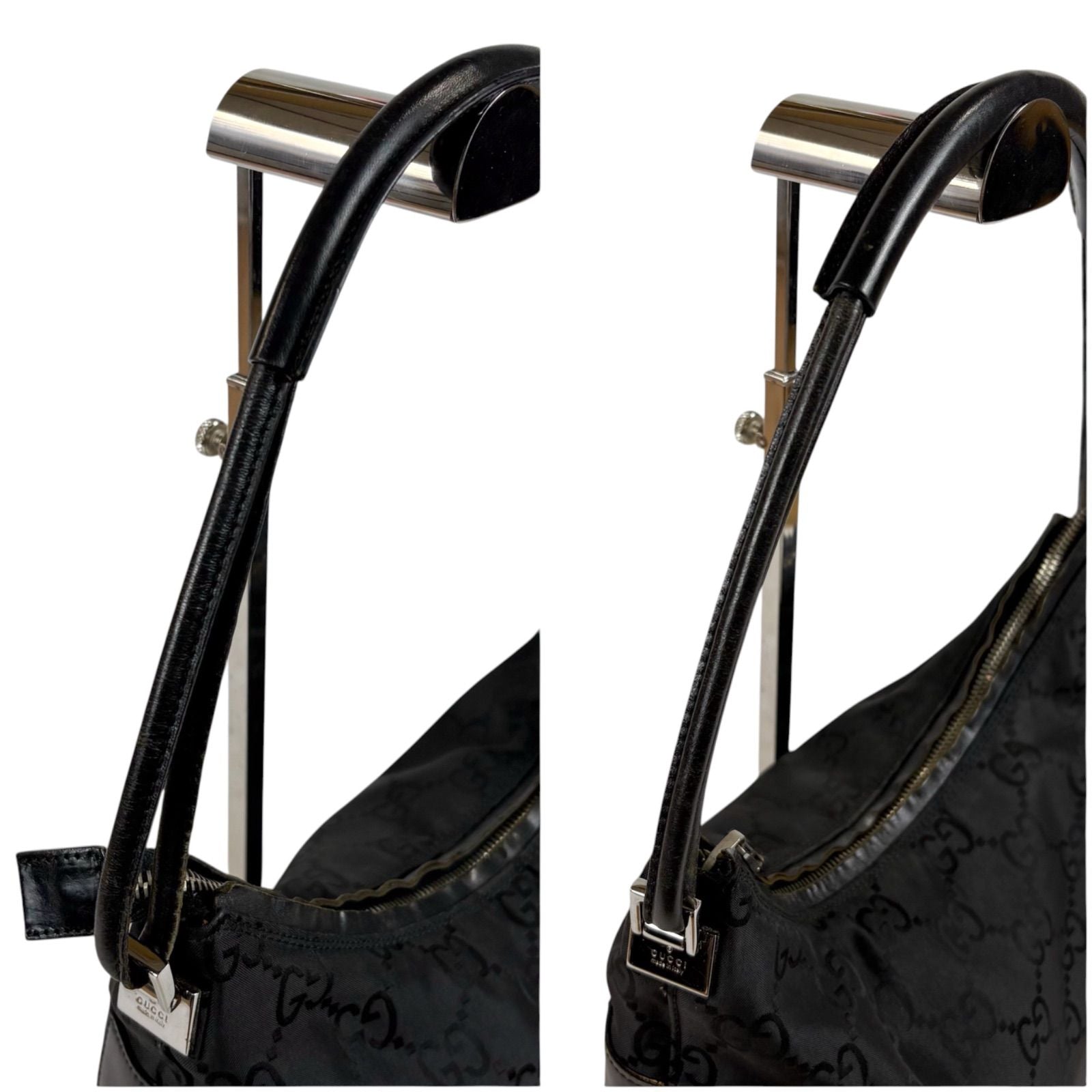 Gucci GG Canvas Shoulder Bag Bo Black Nylon — view 6