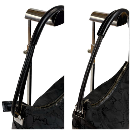 Gucci GG Canvas Shoulder Bag Bo Black Nylon — view 6