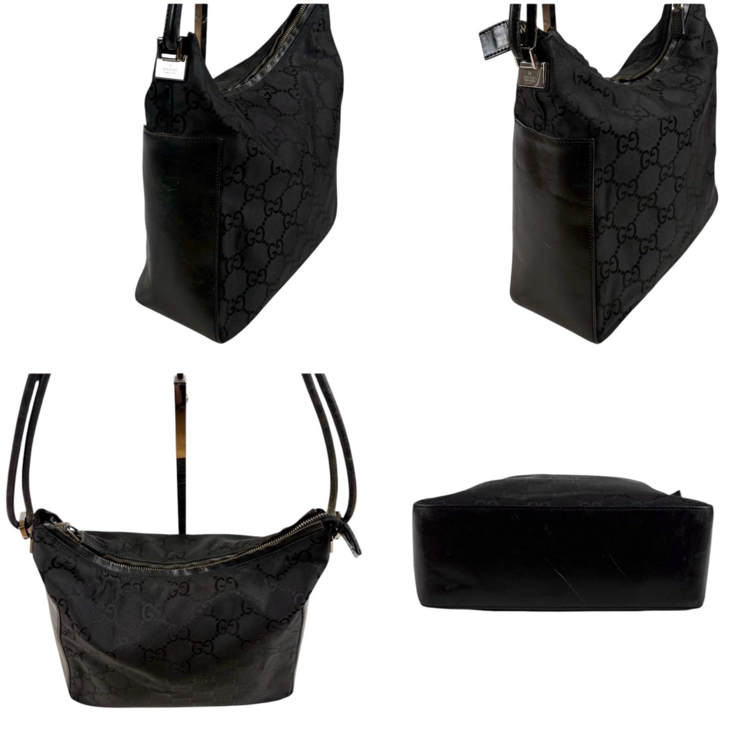 Gucci GG Canvas Shoulder Bag Bo Black Nylon — view 3