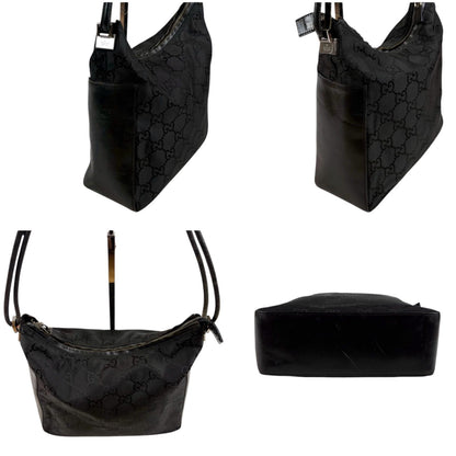 Gucci GG Canvas Shoulder Bag Bo Black Nylon — view 3