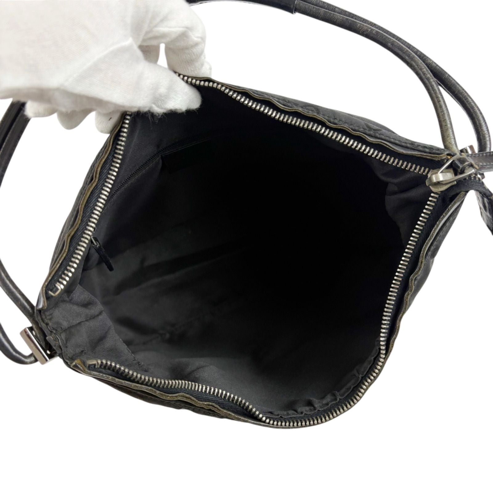 Gucci GG Canvas Shoulder Bag Bo Black Nylon — view 8