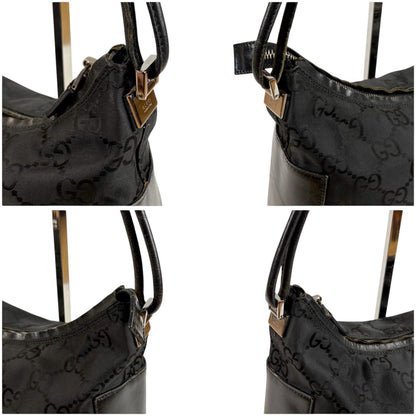 Gucci GG Canvas Shoulder Bag Bo Black Nylon — view 4