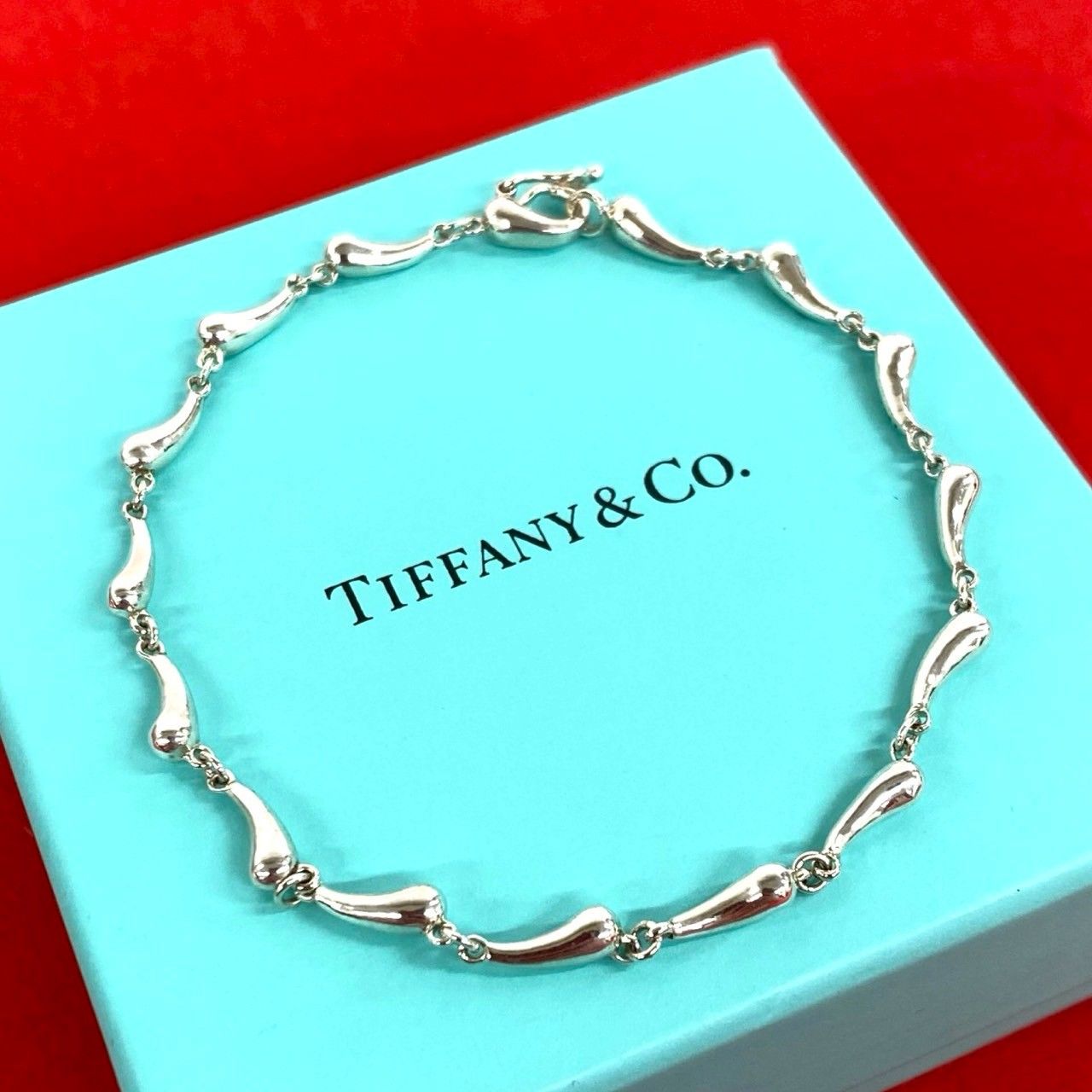 Tiffany & Co Box Teardrop Bracelet 925 Sterling Silver