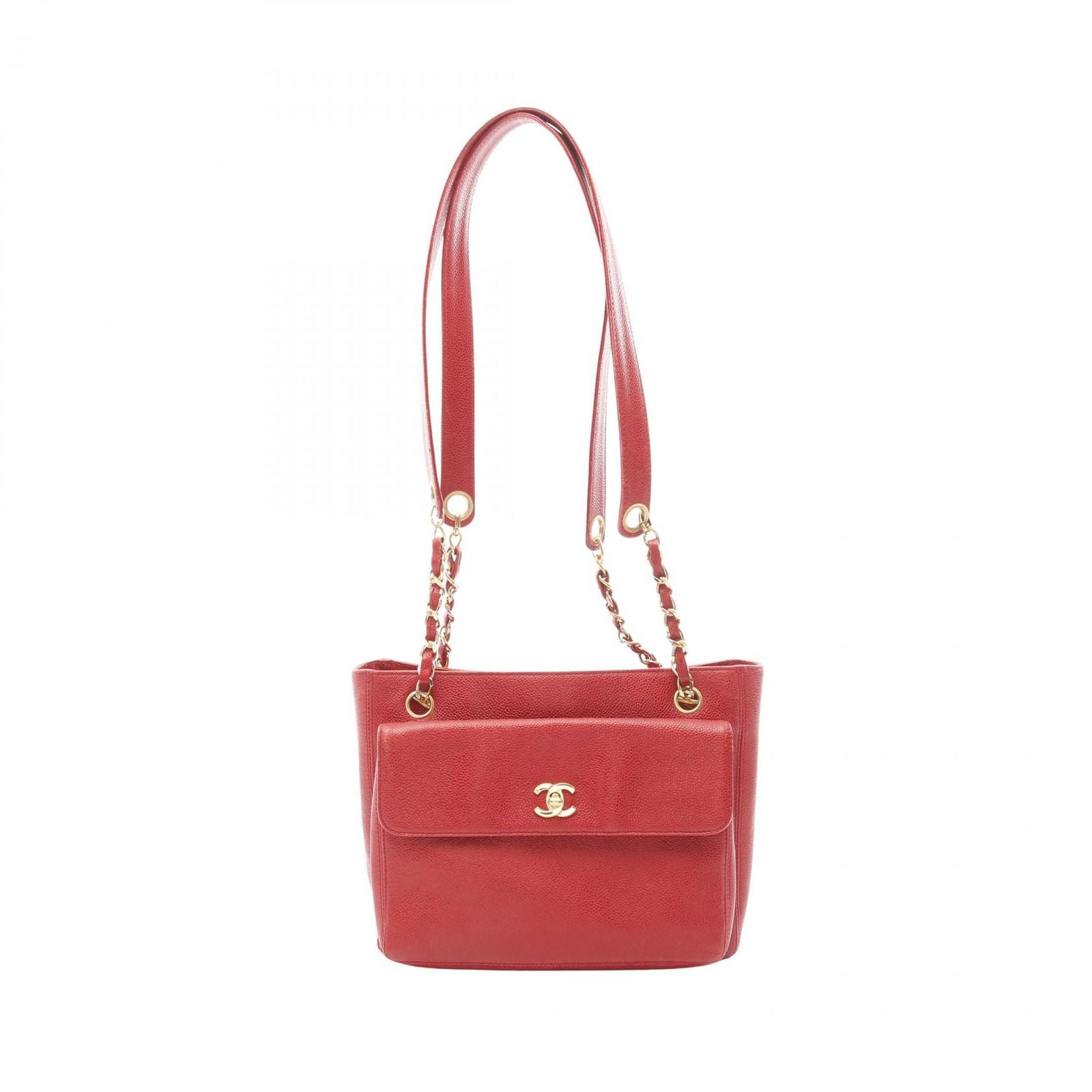 Chanel Tote CC Logo Red CC Sleda