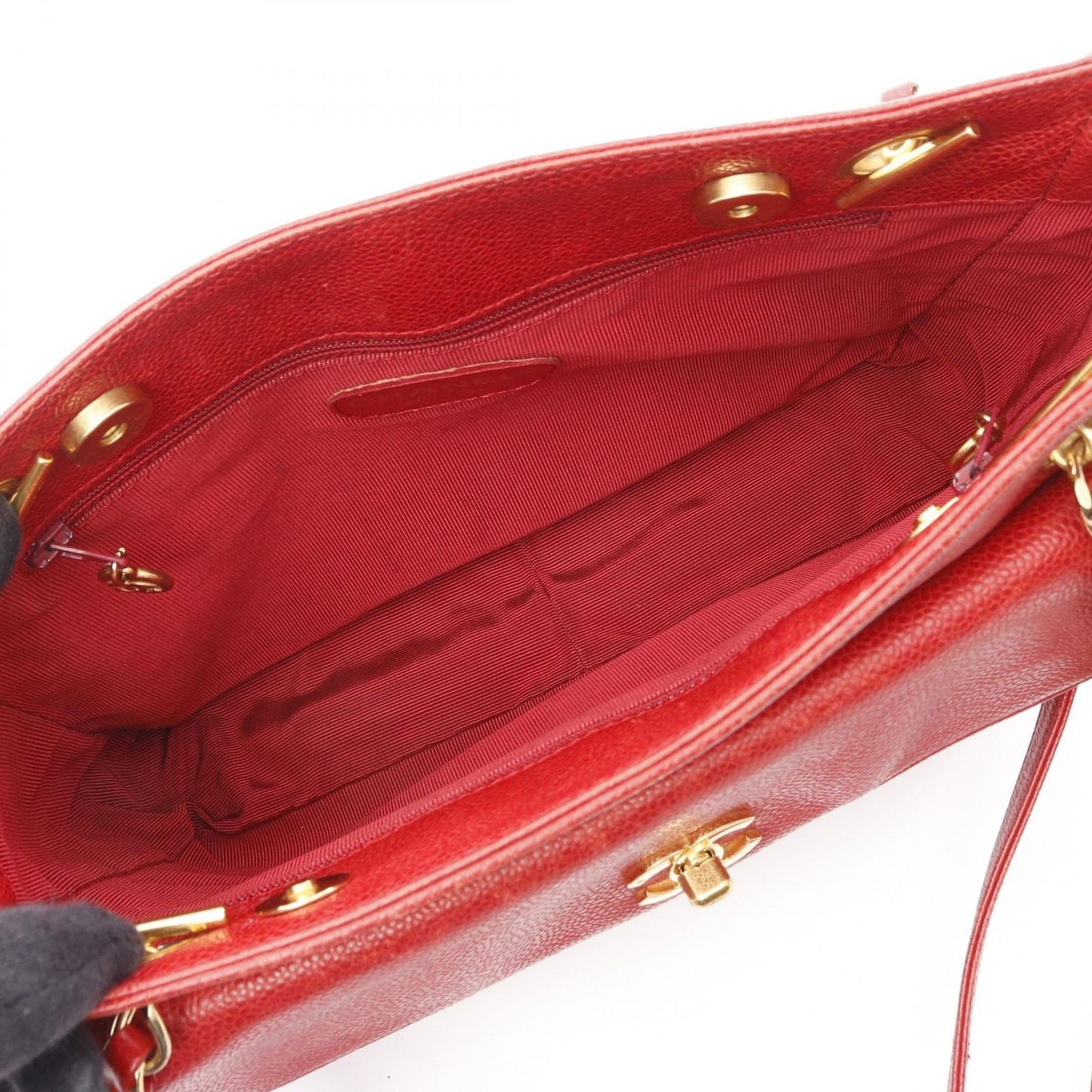 Chanel Tote CC Logo Red CC Sleda — view 3