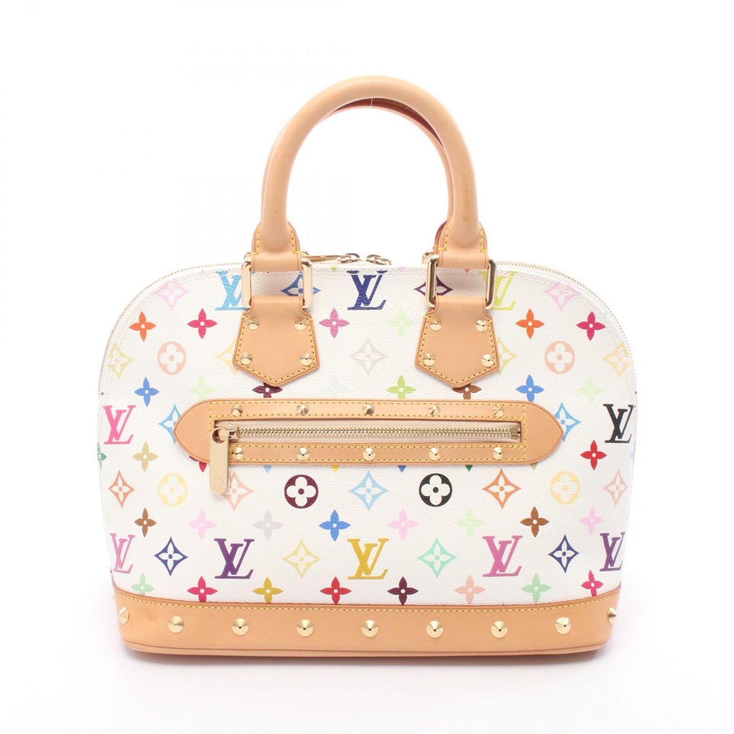 Louis Vuitton Handbag Alma Blanc Canvas Leather