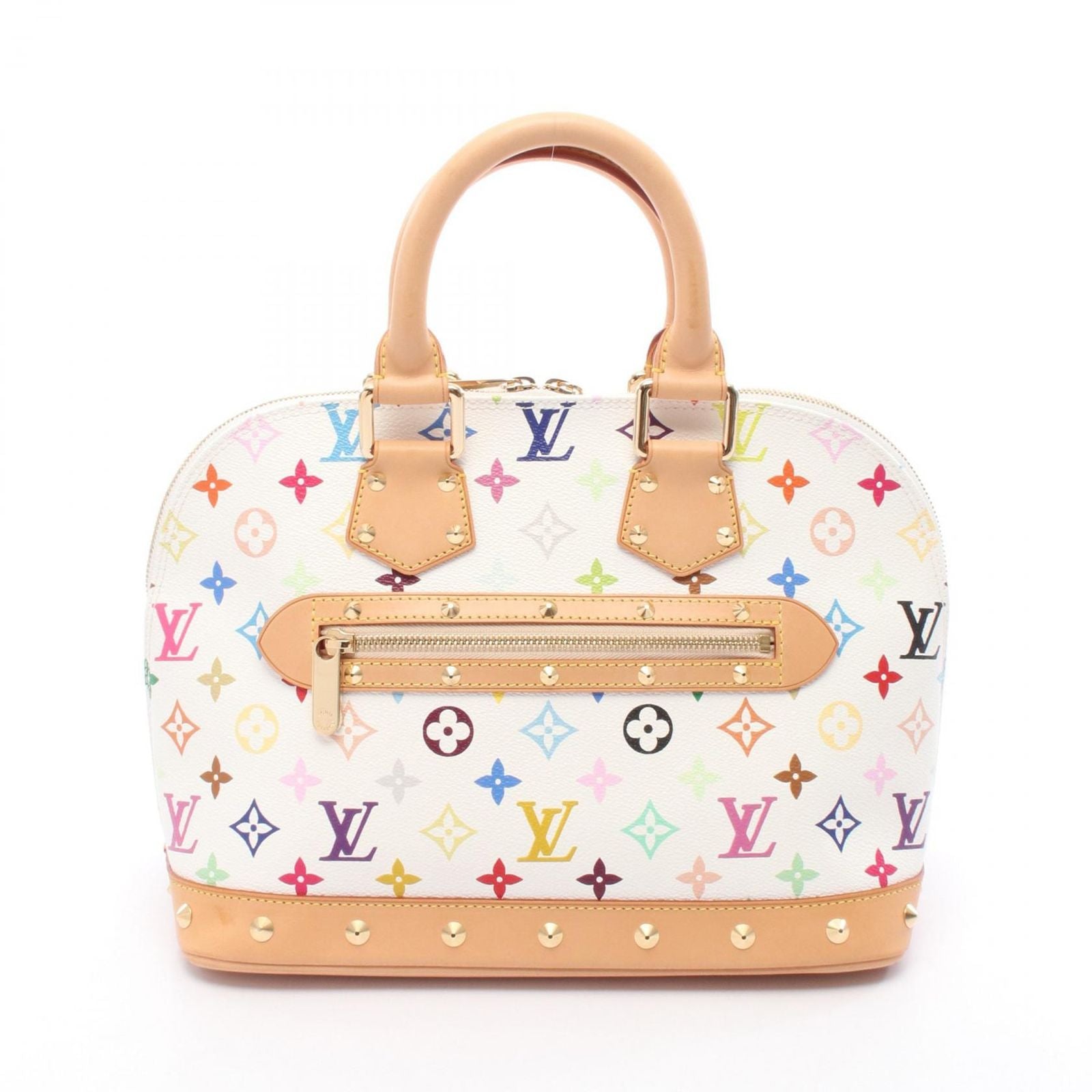 Louis Vuitton Handbag Alma Blanc Canvas Leather