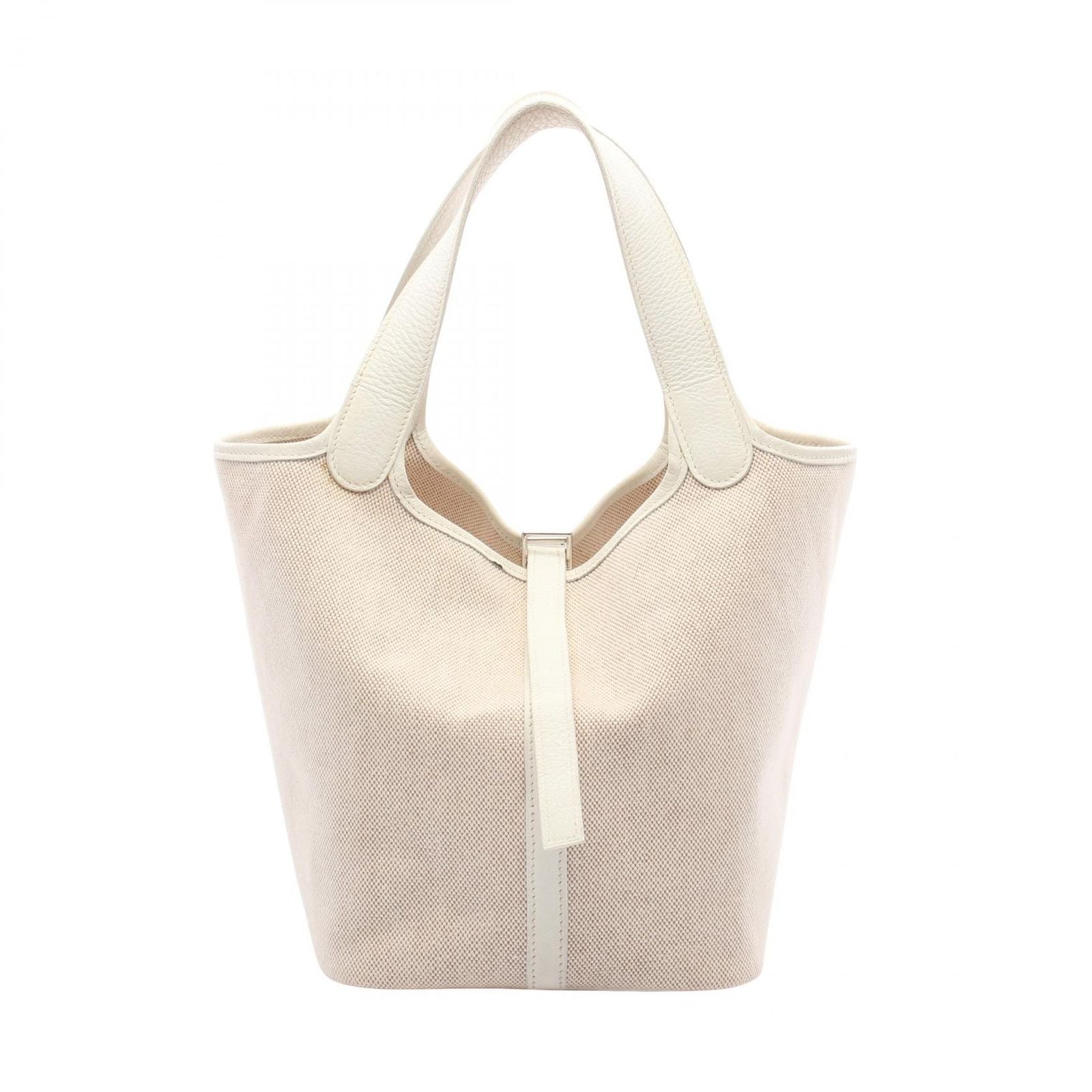 Hermes Handbag Picotin MM nineryu White Leather Canvas