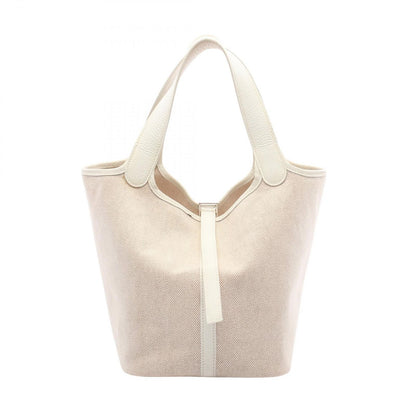 Hermes Handbag Picotin MM nineryu White Leather Canvas