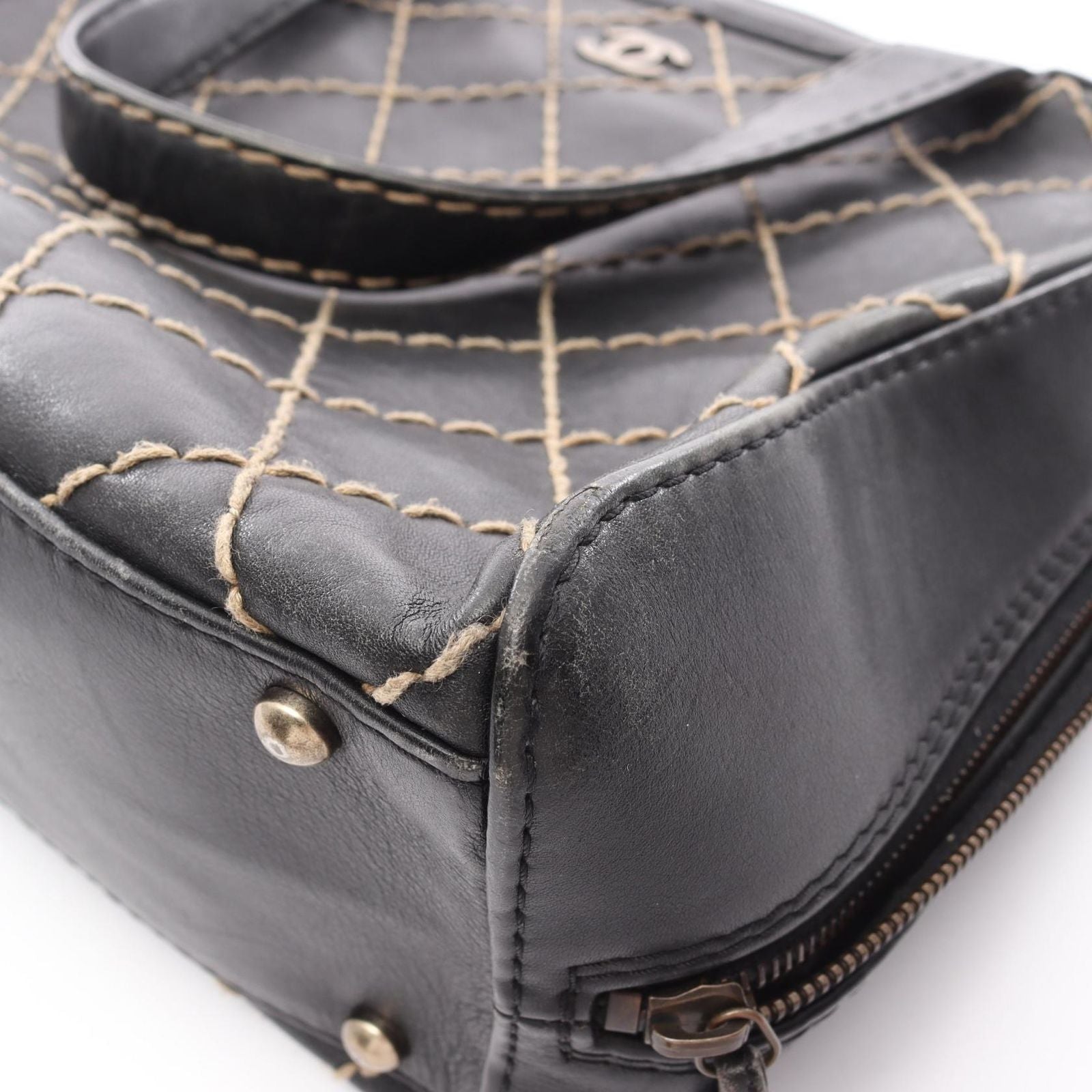 Chanel Handbag Wild Stitch Black Leather — view 8
