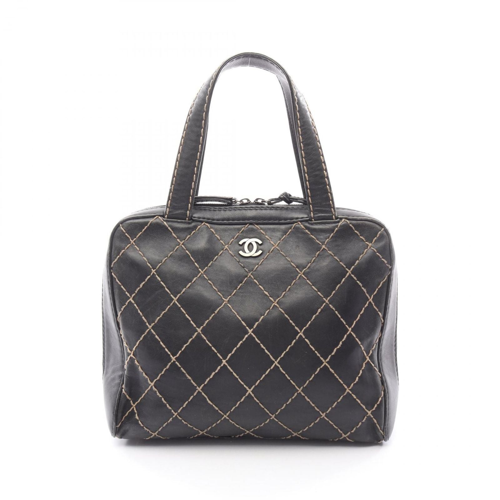 Chanel Handbag Wild Stitch Black Leather