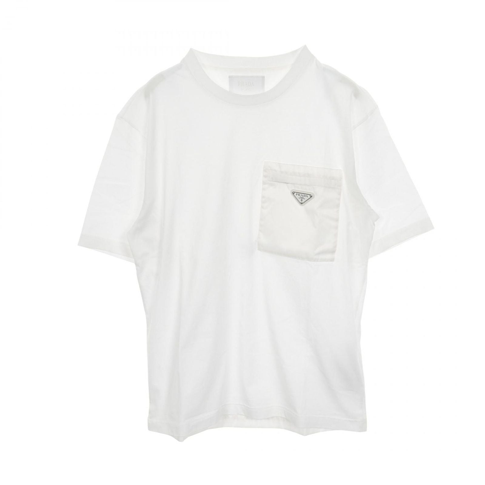 Prada Lada Top Re-Nylon lelogo Plate White Cotton