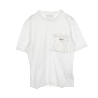 Prada Lada Top Re-Nylon lelogo Plate White Cotton