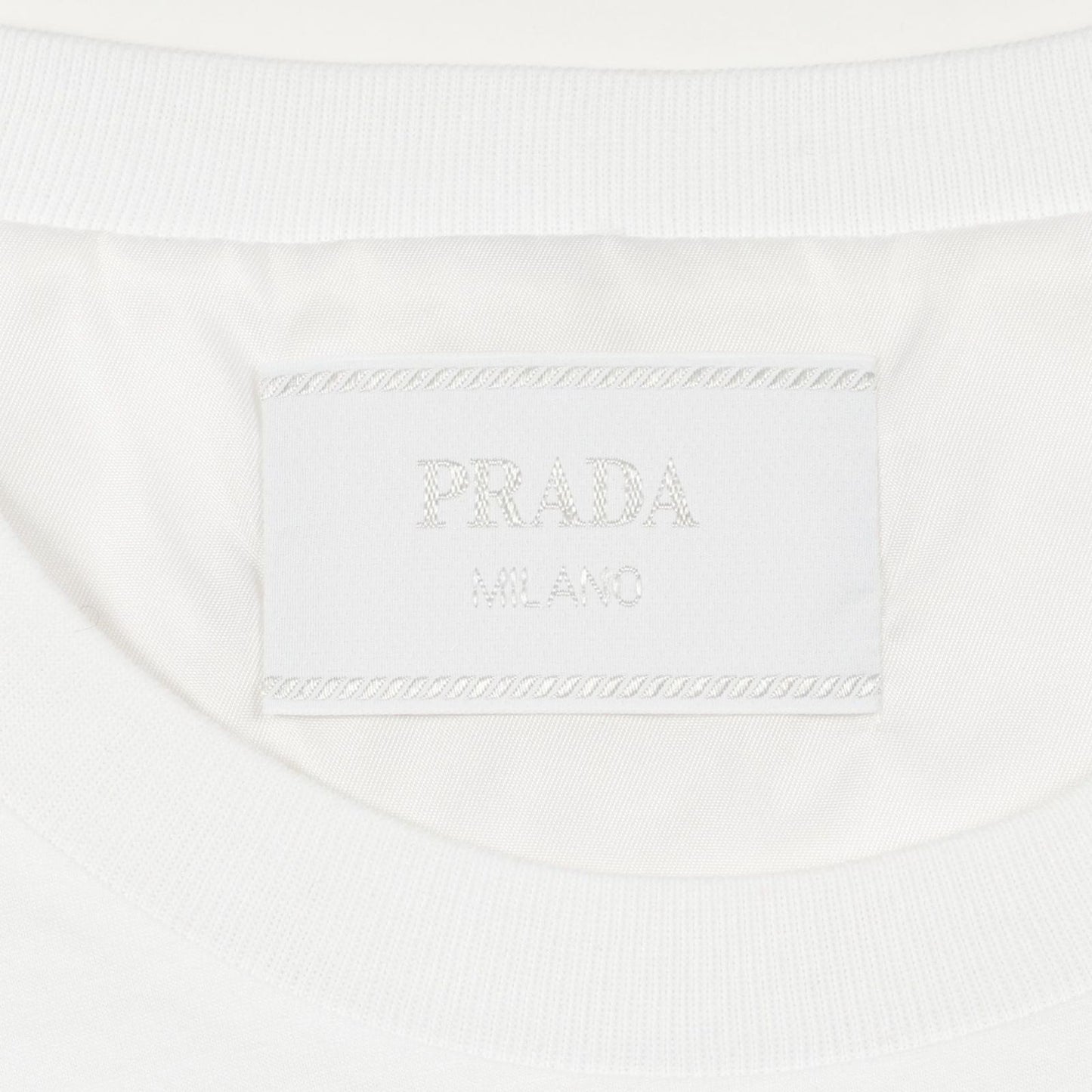 Prada Lada Top Re-Nylon lelogo Plate White Cotton — view 3