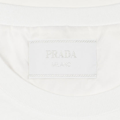 Prada Lada Top Re-Nylon lelogo Plate White Cotton — view 3