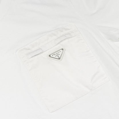 Prada Lada Top Re-Nylon lelogo Plate White Cotton — view 9