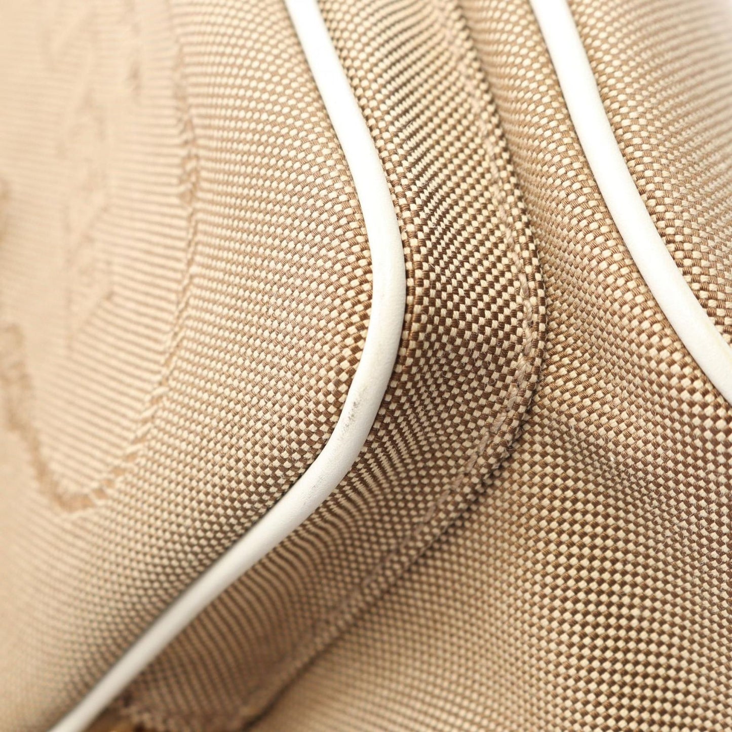 Prada Lada Handbag Glace Calf Beige White Canvas Leather Logo Purse 2-Way — view 8