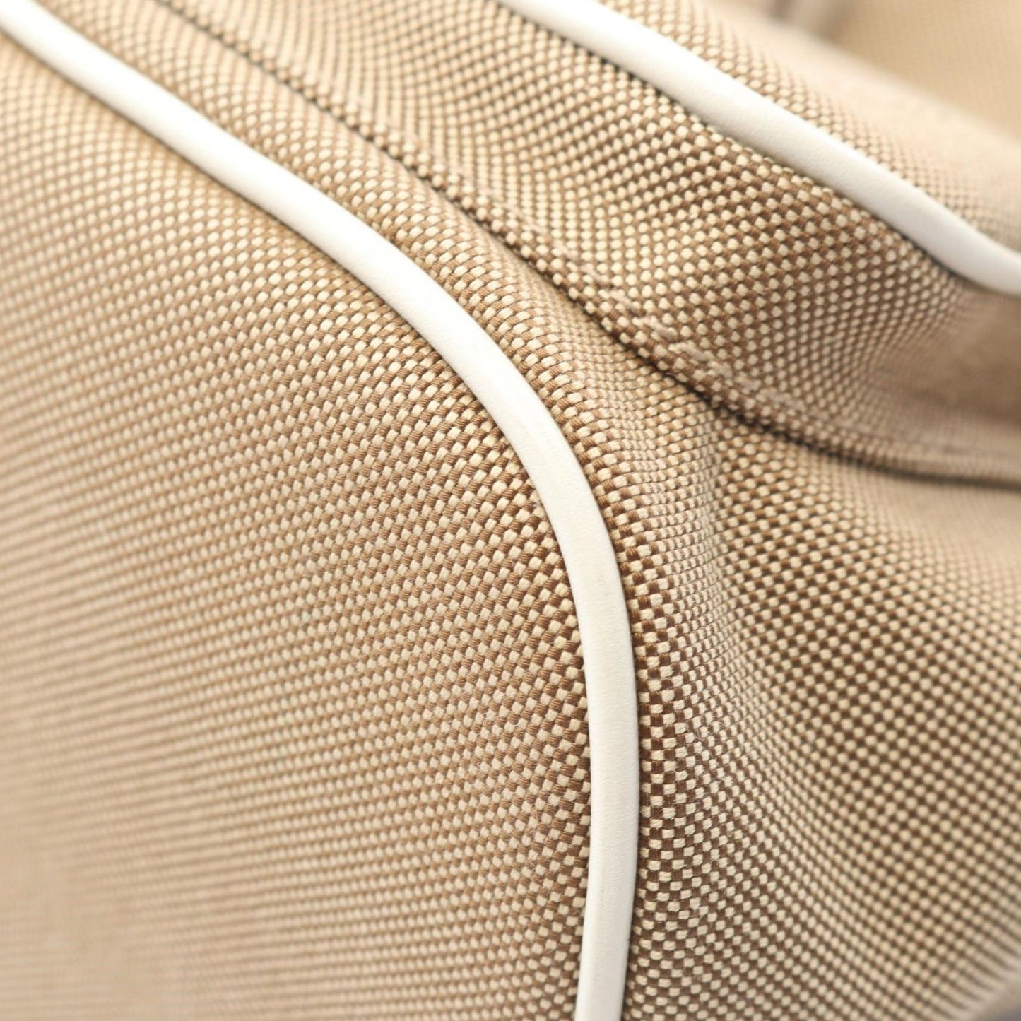 Prada Lada Handbag Glace Calf Beige White Canvas Leather Logo Purse 2-Way — view 5