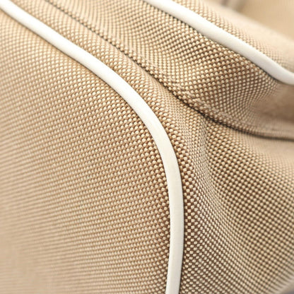 Prada Lada Handbag Glace Calf Beige White Canvas Leather Logo Purse 2-Way — view 5