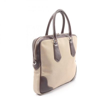 Prada Lada Handbag Beige Brown Canvas Leather delogo Briefcase — view 2