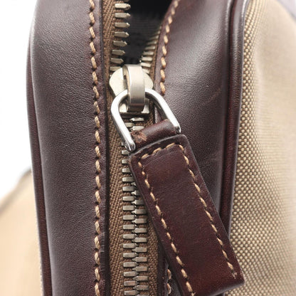 Prada Lada Handbag Beige Brown Canvas Leather delogo Briefcase — view 9