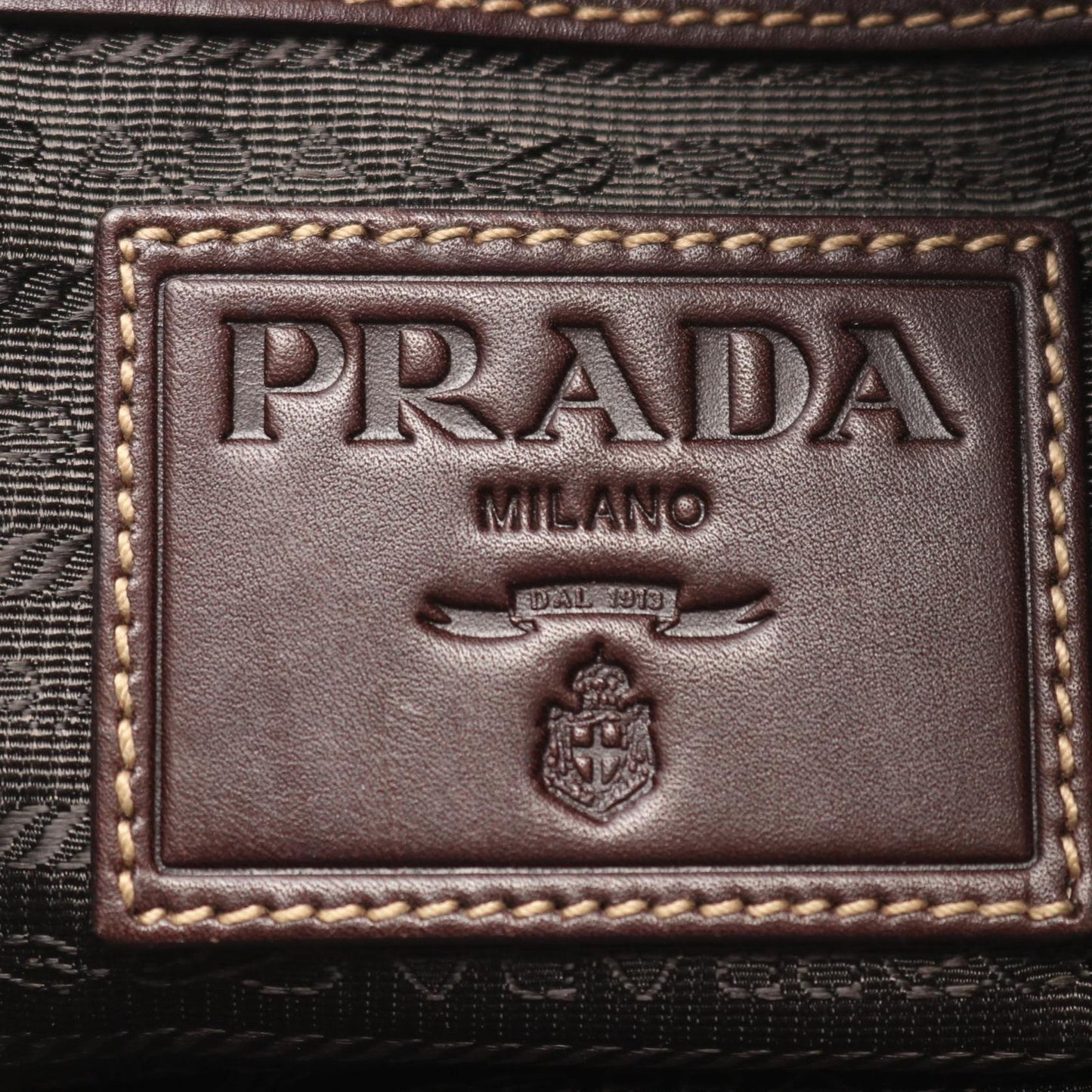 Prada Lada Handbag Beige Brown Canvas Leather delogo Briefcase — view 4
