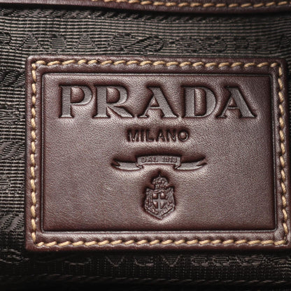 Prada Lada Handbag Beige Brown Canvas Leather delogo Briefcase — view 4