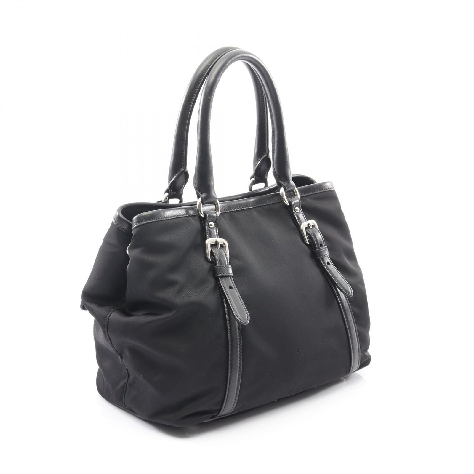 Prada Lada Tote Tessutotess Soft CA Black Nylon Leather 2-Way — view 2