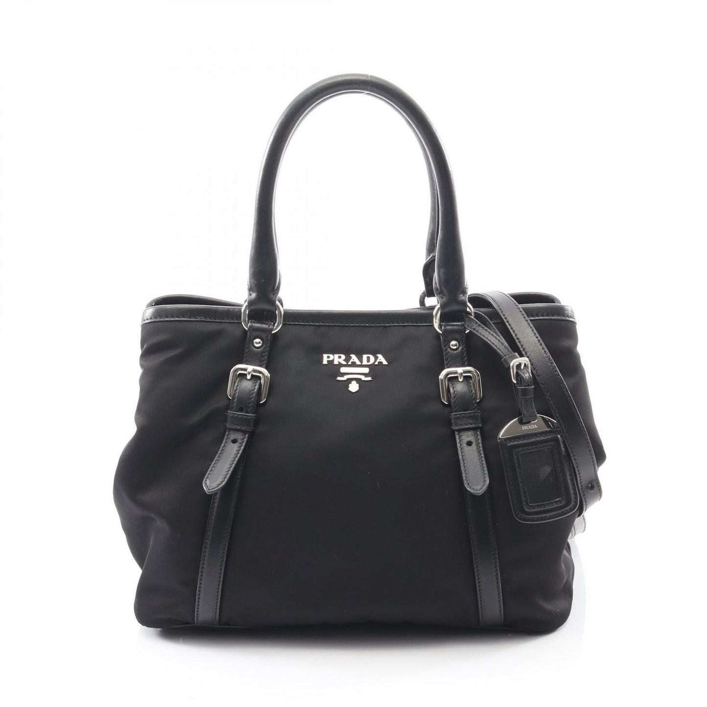 Prada Lada Tote Tessutotess Soft CA Black Nylon Leather 2-Way