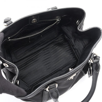 Prada Lada Tote Tessutotess Soft CA Black Nylon Leather 2-Way — view 3