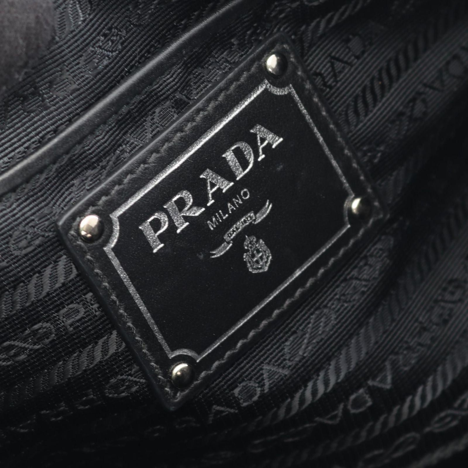 Prada Lada Tote Tessutotess Soft CA Black Nylon Leather 2-Way — view 4