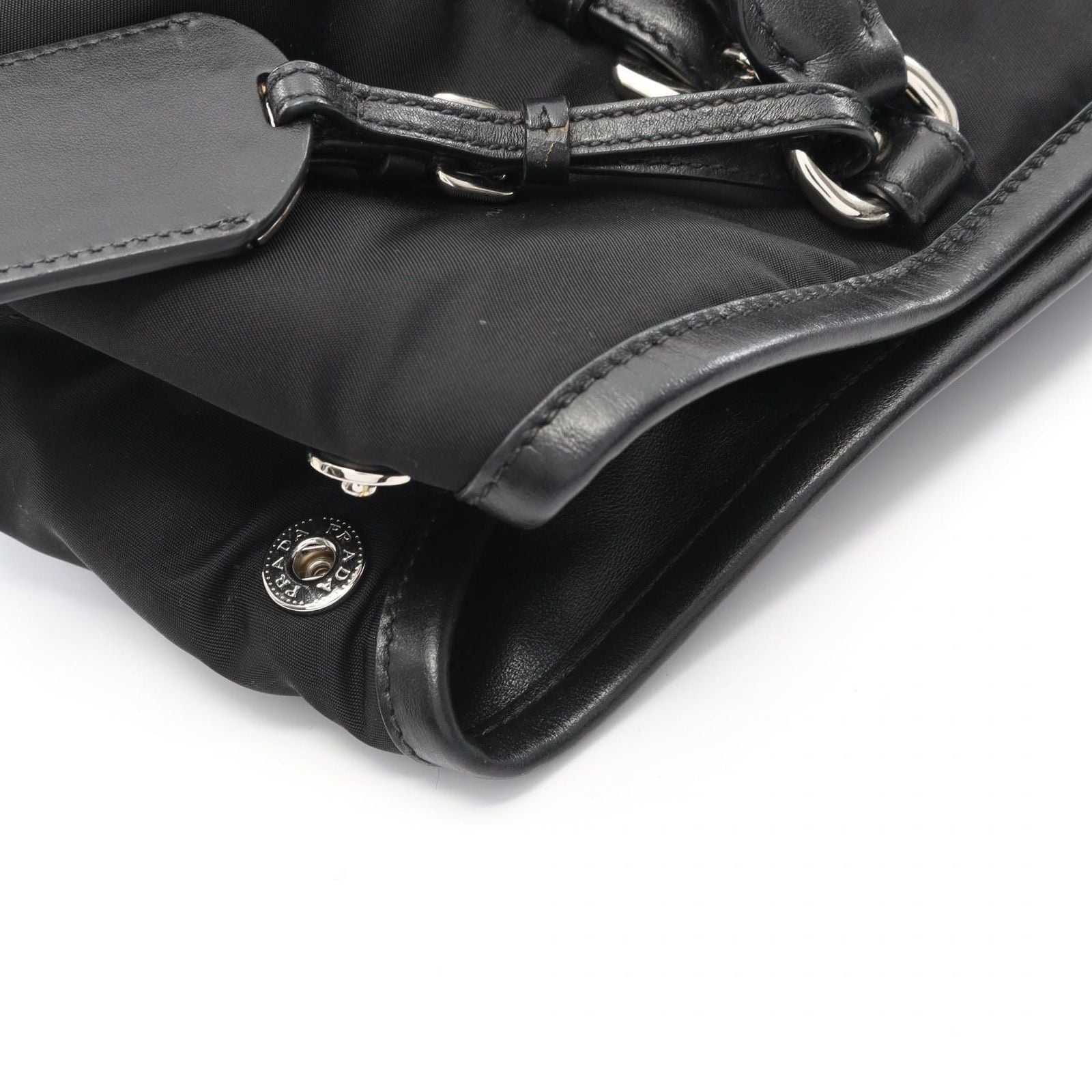Prada Lada Tote Tessutotess Soft CA Black Nylon Leather 2-Way — view 9