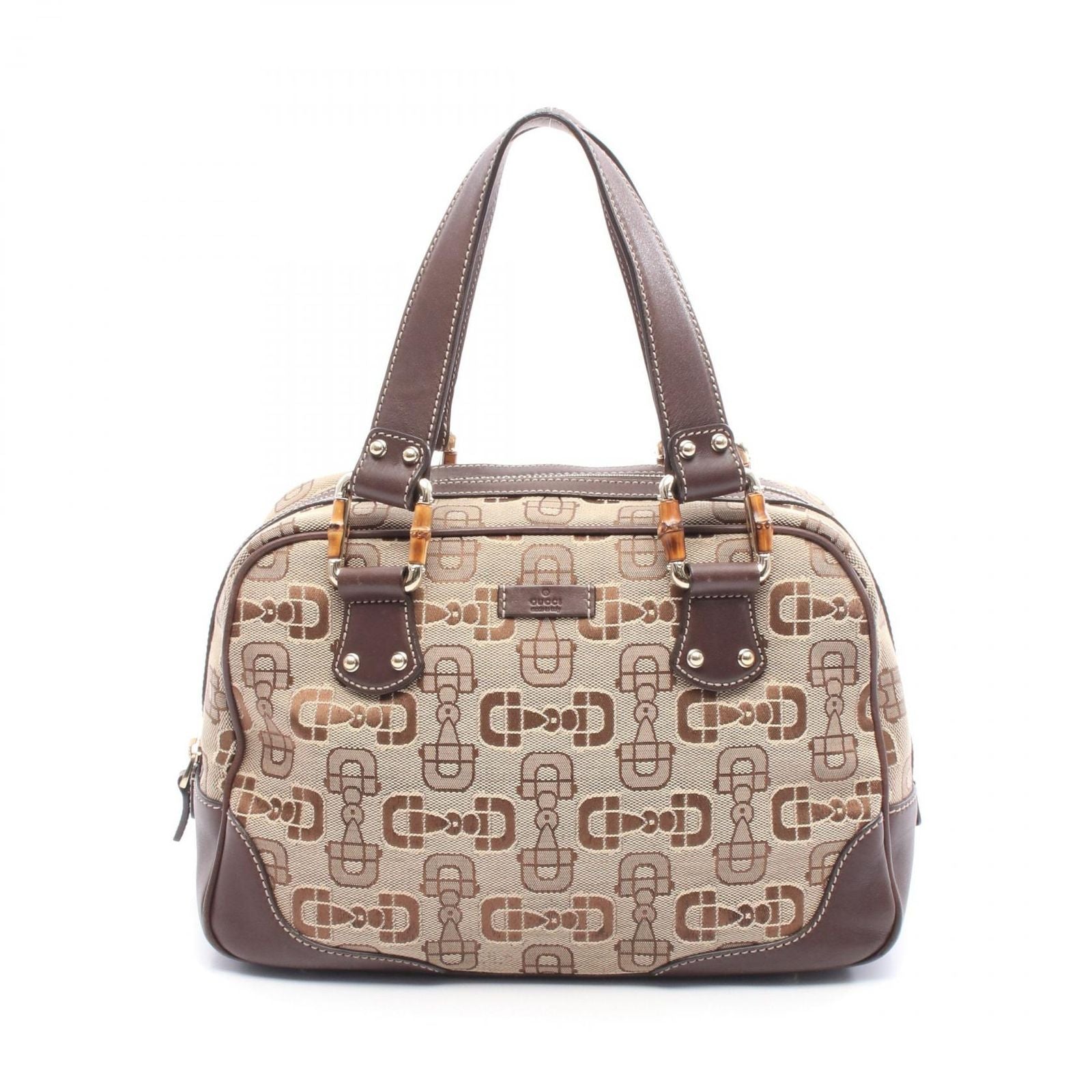 Gucci Handbag Horsebit Beige Da Ninebrown Canvas