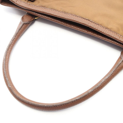 Prada Lada Handbag Tessuto Vitello Daino Brown Nylon Leather 2-Way Tote — view 6