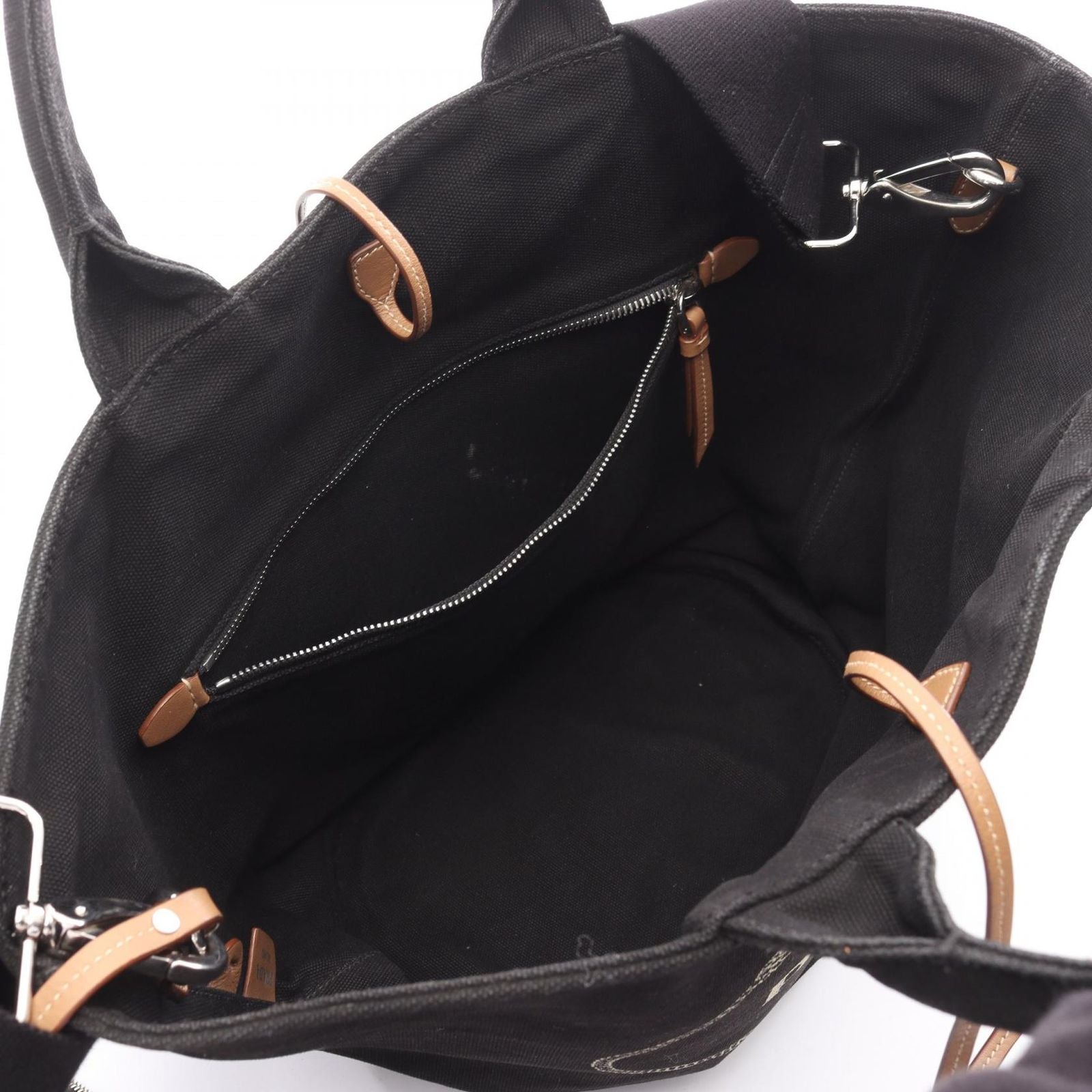 Prada Lada Handbag Canapa Black Canvas Baketsushape 2-Way Tote — view 3
