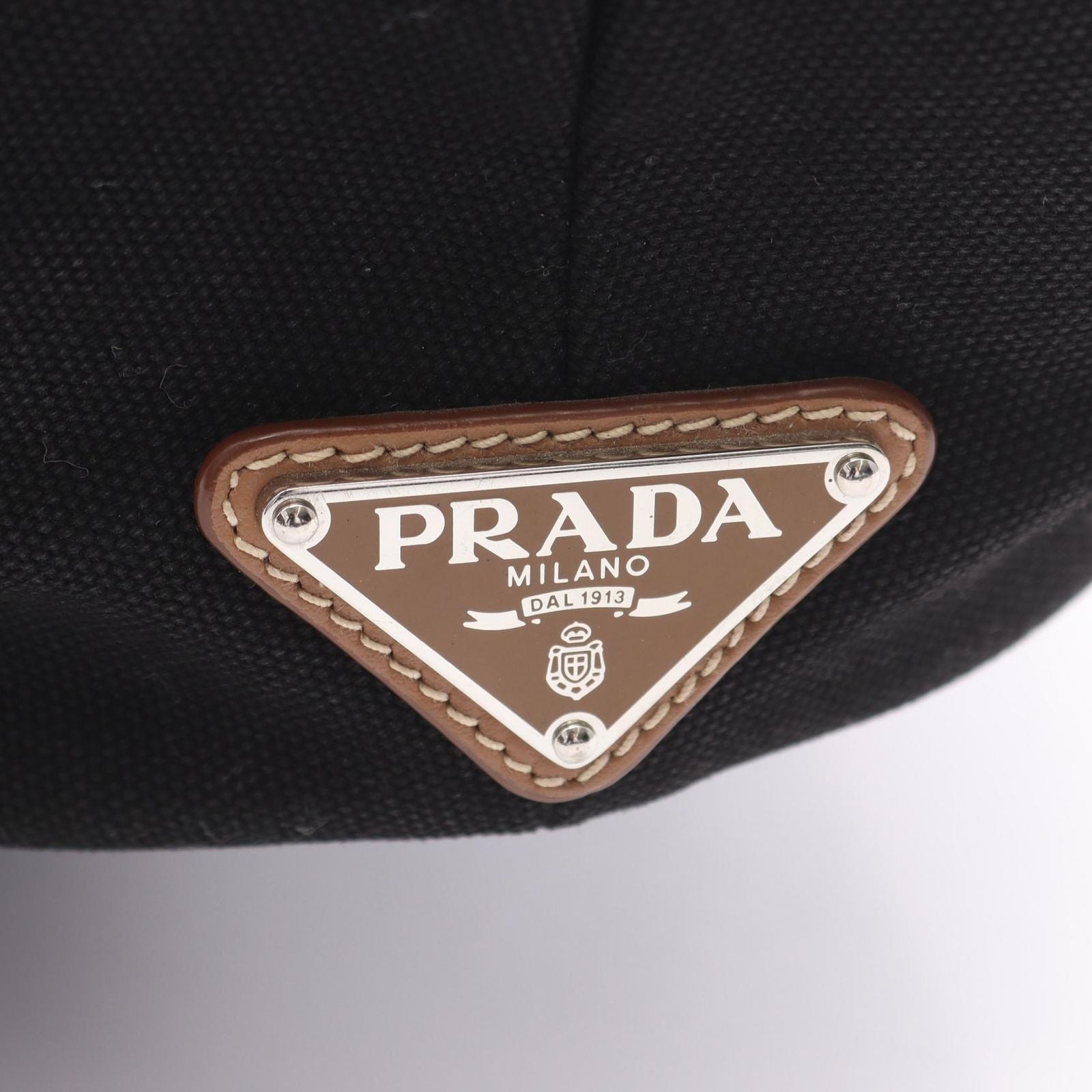 Prada Lada Handbag Canapa Black Canvas Baketsushape 2-Way Tote — view 5