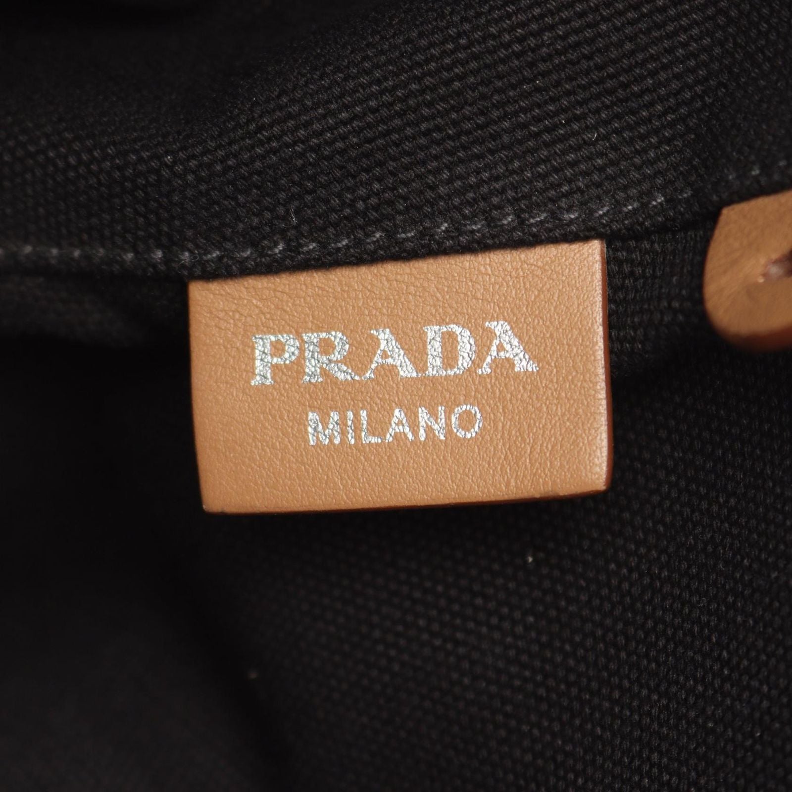 Prada Lada Handbag Canapa Black Canvas Baketsushape 2-Way Tote — view 4